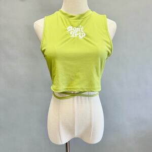 Don't Trip Mac Miller lime green wrap for ribbed mock neck tank top size small